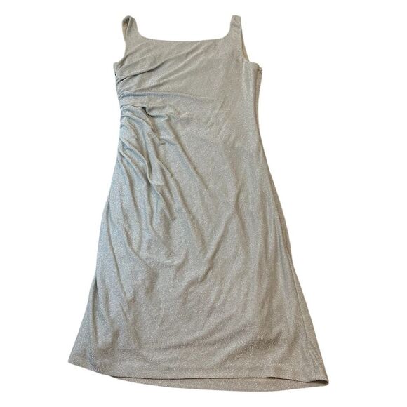 Adrianna Papell Metallic Midi Dress Size 14 NWT $169 Champagne Formal Cocktail - Picture 10 of 13